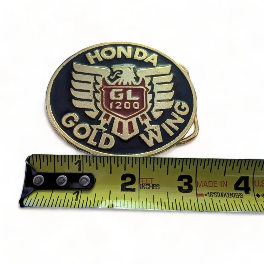 Vintage Honda GL1200 Gold Wing Gold Tone Oval Belt Buckle 2 3/4